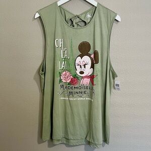 NWT Disney Parks Olive Green Mademoiselle Minnie Tank Top